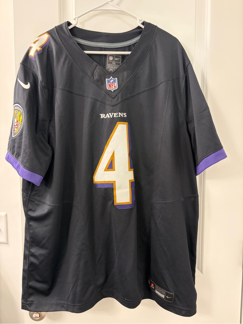 NFL Baltimore Ravens Black Jersey #4 with White, Gold & Purple Accents